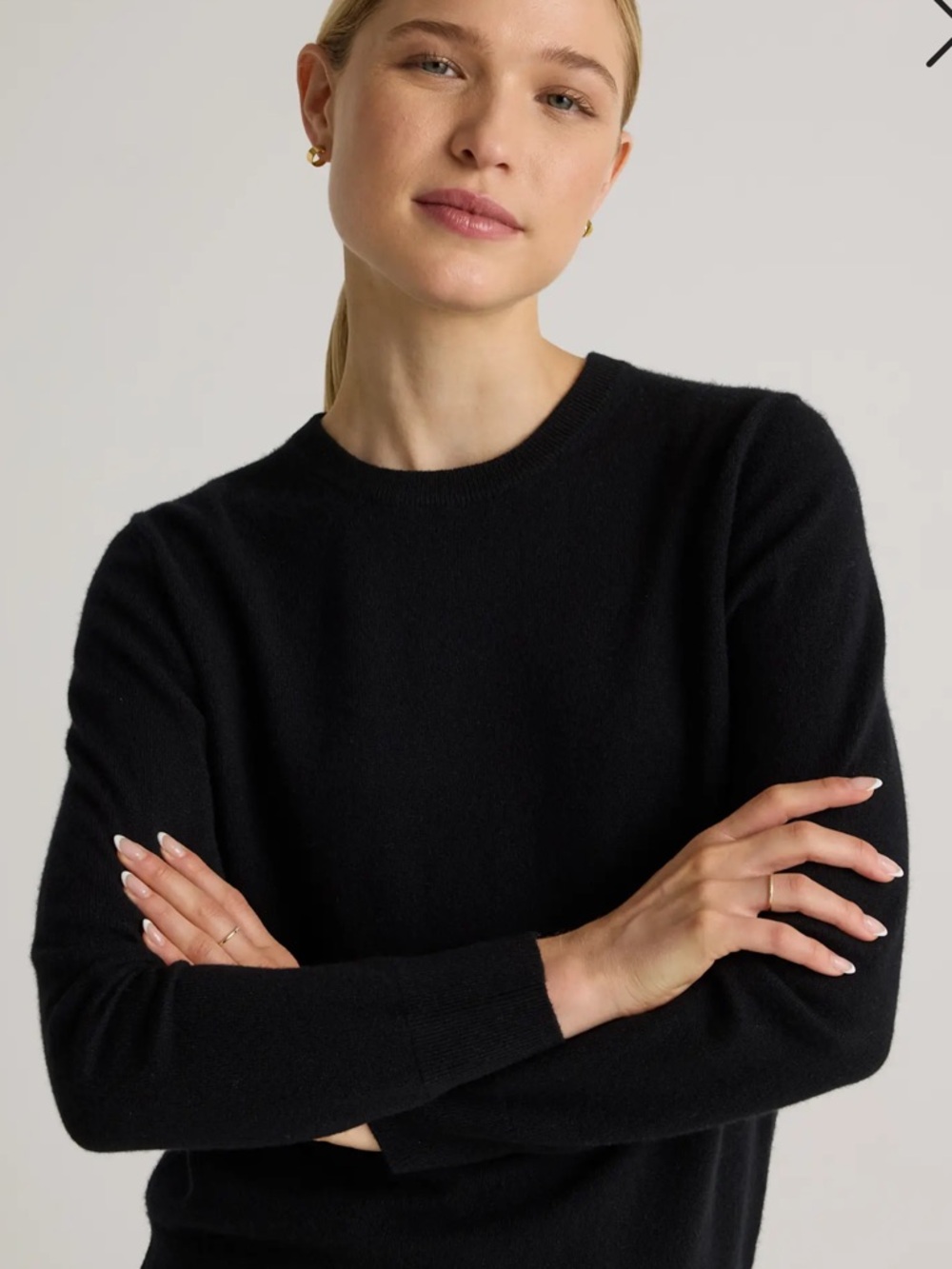 Quince Mongolian Cashmere Crewneck Sweater Black XSmall